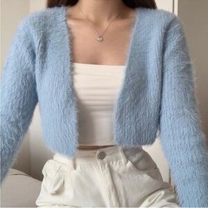 Zara Light Blue Fuzzy Cardigan